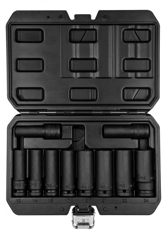 Nasadki udarowe 1/2&quot;, 10-24 mm, zestaw 10 szt., CrMo