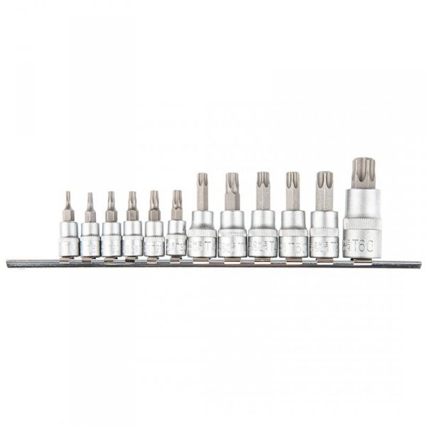 Bity Torx na nasadce 1/4, 3/8, 1/2&quot;, zestaw 12 szt.