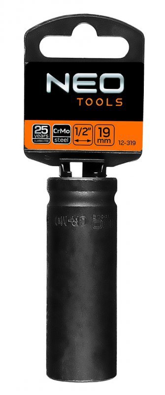 Nasadka udarowa 1/2&quot; długa, 19 x 78mm , Cr-Mo