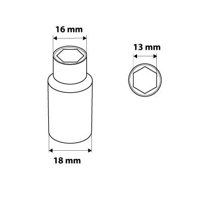 Nasadka sześciokątna długa 1/4&quot;, 13 mm