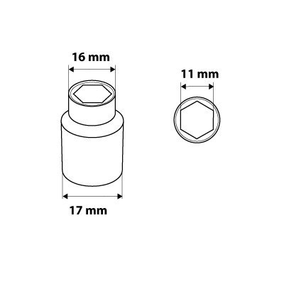 Nasadka sześciokątna 3/8&quot;, 11 mm