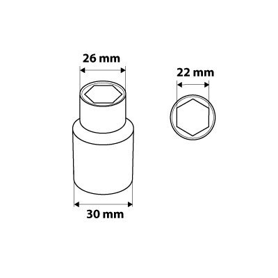 Nasadka sześciokątna 1/2&quot;, 22 mm