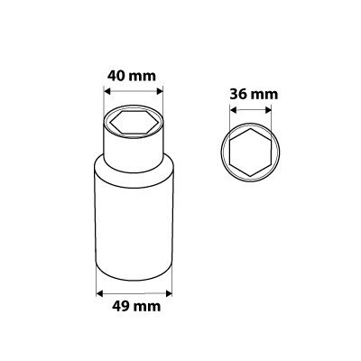 Nasadka sześciokątna długa 1/2&quot;, 36 mm