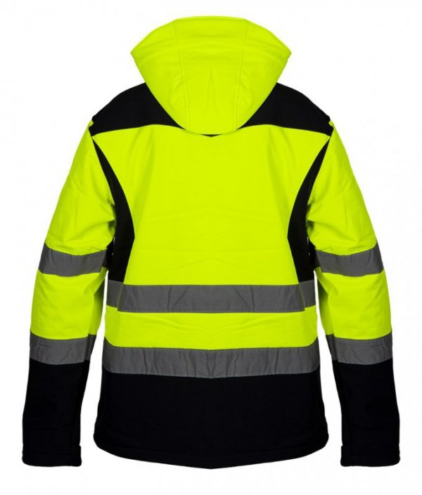 Kurtka robocza ostrzegawcza softshell z kapturem, żółta, rozmiar S