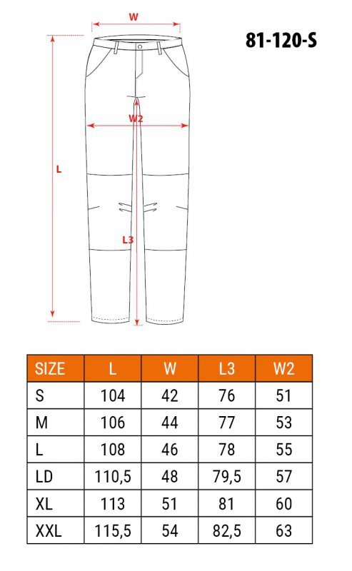 Spodnie robocze, białe, rozmiar S/48