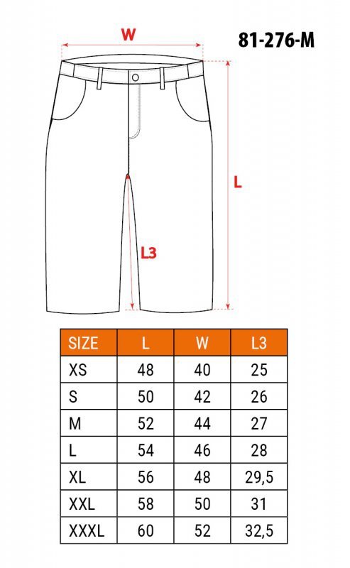 Krótkie spodenki PREMIUM, 62% bawełna, 35% poliester, 3% elastan, rozmiar M