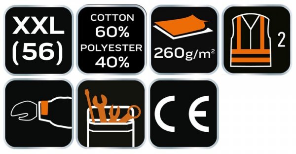 Bluza ostrzegawcza 40% poliester, 60% bawełna, 260 gsm, rozmiar XXL