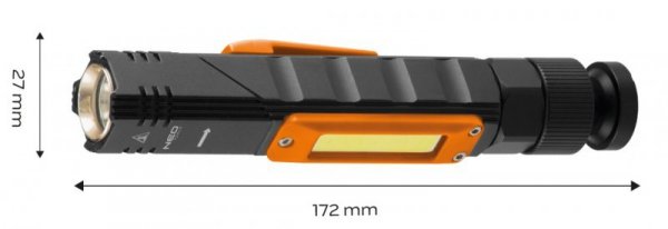 Latarka akumulatorowa USB  300 lm 2 w 1 CREE XPE + COB LED