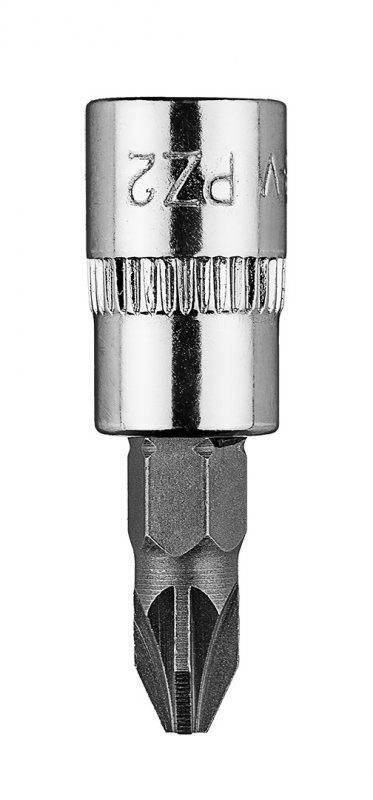 Końcówka wkrętakowa PZ2 na nasadce 1/4&quot;, krótka, 37 mm