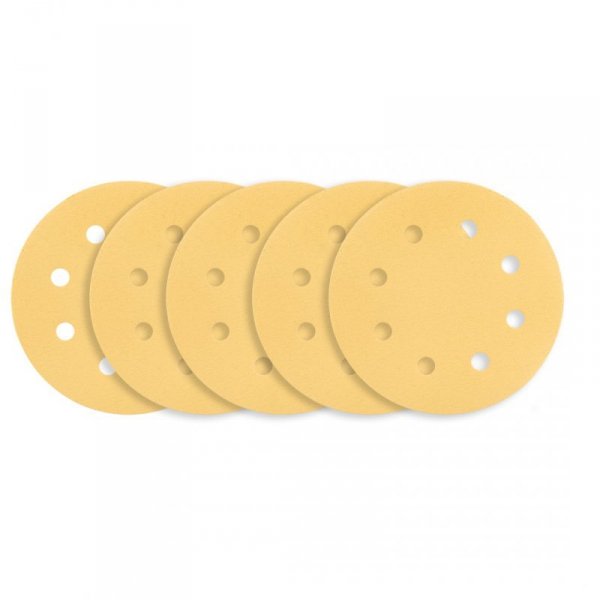 Papier ścierny na rzep 180 mm, K180, 5 szt., z 8 otworami do szlifierki 59G263