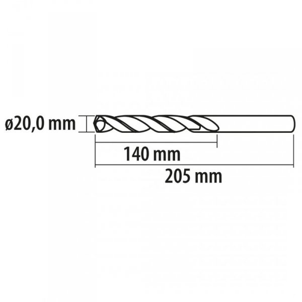 Wiertło do metalu Baildon BASIC DIN 338 RN NWKa 20 mm, HSS (S), 205-140 mm