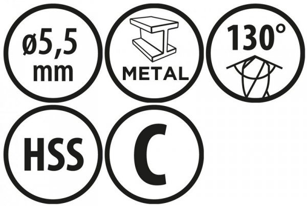 Wiertła do metalu Baildon BASIC DIN 340 RN NWKb 5,5 mm, HSS (S), 139-91 mm, wielokrotność 10