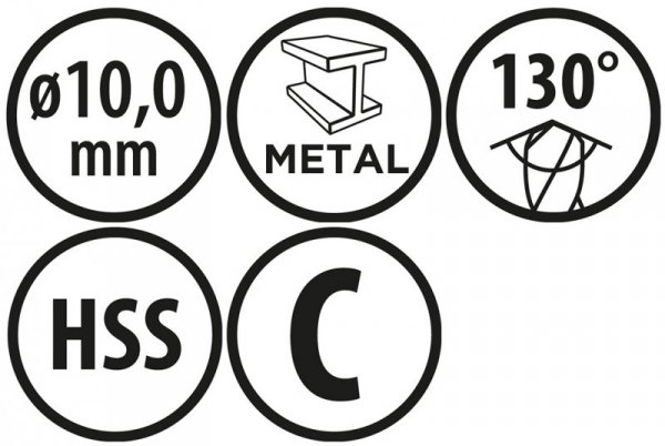 Wiertła do metalu Baildon BASIC DIN 340 RN NWKb 10 mm, HSS (S), 184-121 mm, wielokrotność 5