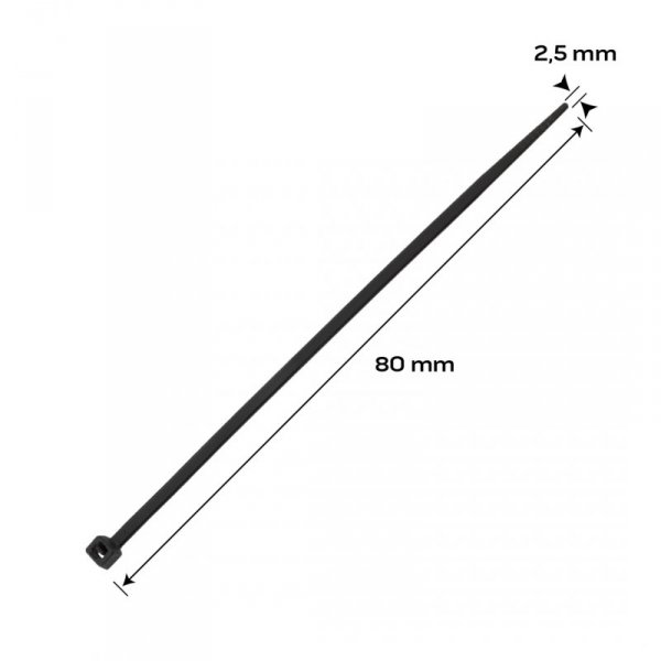 Opaski zaciskowe EXTREME 2.5 × 80 mm, czarne, 100 szt.