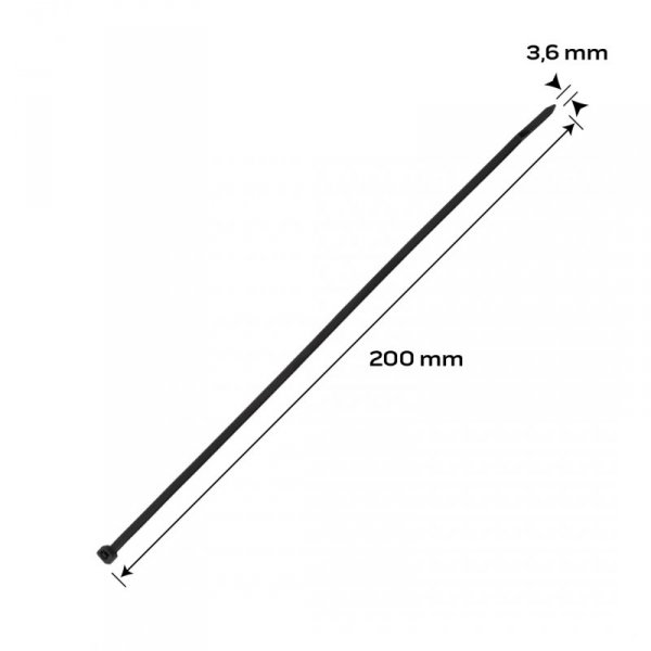 Opaski zaciskowe EXTREME 3.6 × 200 mm, czarne, 20 szt.