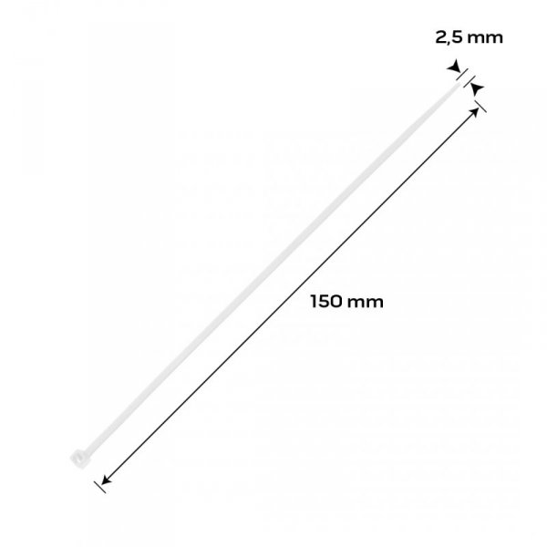 Opaski zaciskowe EXTREME 2.5 × 150 mm, białe, 100 szt.