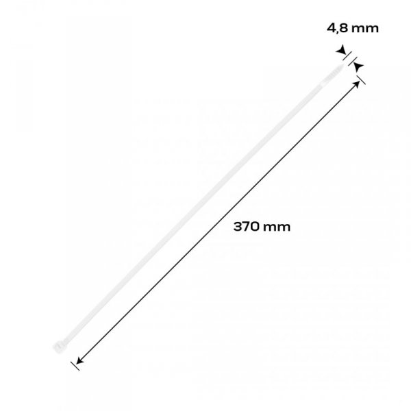 Opaski zaciskowe EXTREME 4.8 × 370 mm, białe, 50 szt.