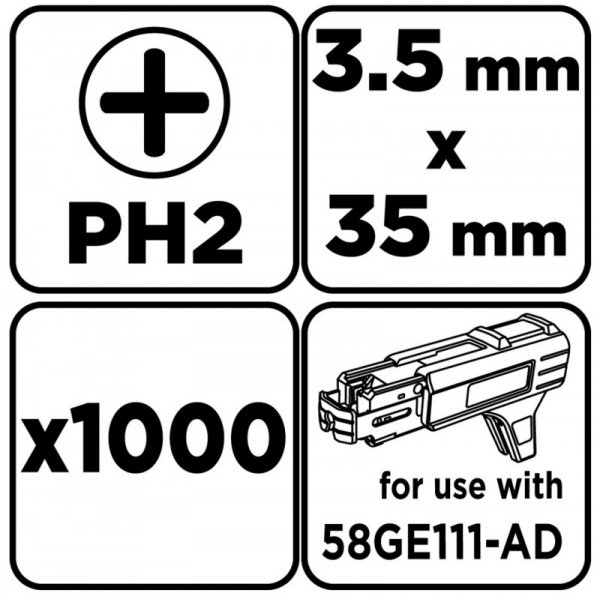 Wkręty na taśmie 3,2x35 mm uniwersalne, do 58GE111-AD, 1000 szt