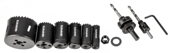 Otwornice bi-metalowe Co8% (19, 25, 30, 35, 40, 68 mm), zestaw 9 el.