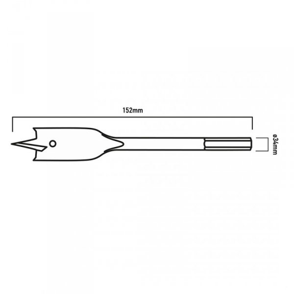 Wiertło do drewna łopatkowe, 34 x 152 mm