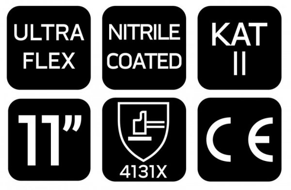 Rękawice robocze ultraflex, nylon-spandex, pokrytcie polimetrowo-nitrylowe (foam), 4131X, rozmiar 11