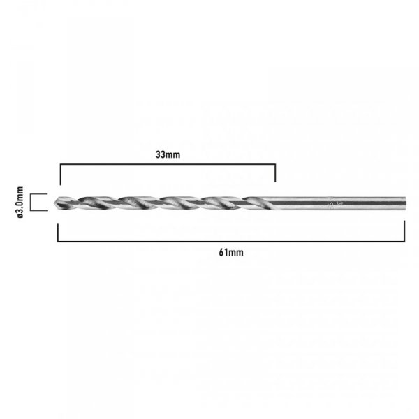 Wiertła do metalu HSS, DIN 338, 3 mm, 2 szt.