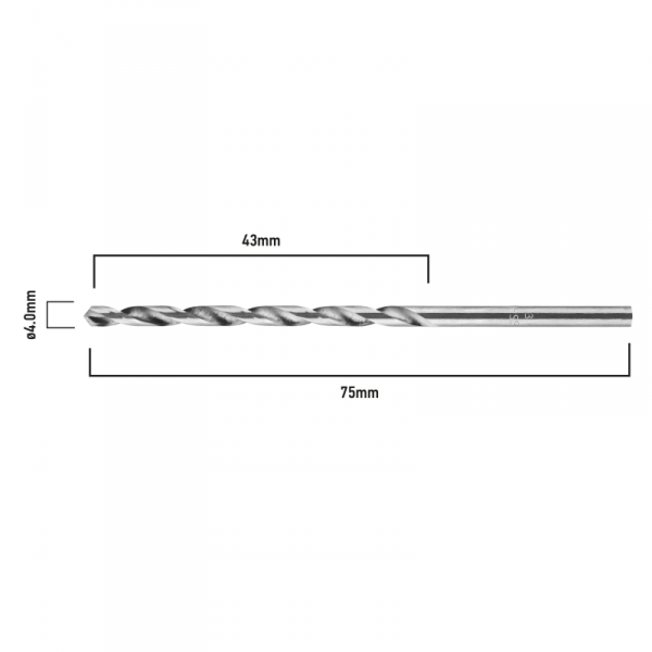 Wiertła do metalu HSS, DIN 338, 4 mm, 2 szt.