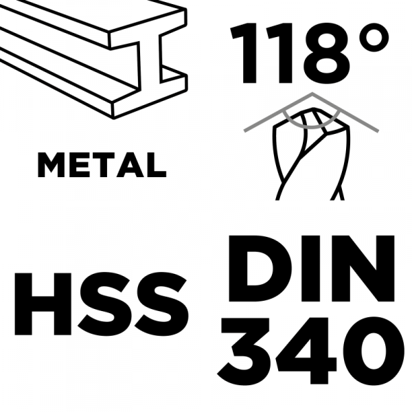 Wiertło do metalu HSS, DIN 340, przedłużane, 8 mm