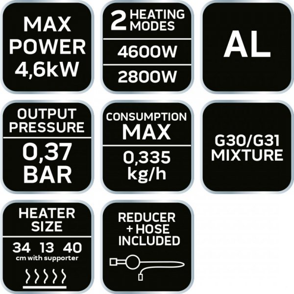 Promiennik gazowy na butle 4600W