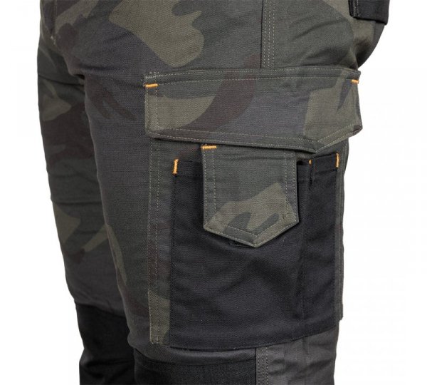 Spodnie robocze Mix&Match, Canvas, wzmocnienia z Cordury, zielone moro, rozmiar XL