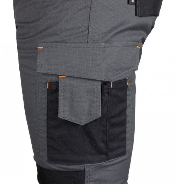 Spodnie robocze Mix&Match, Canvas, wzmocnienia z Cordury, szaro-czarne, rozmiar M