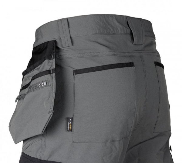 Spodnie robocze Mix&Match, 4 way stretch, z kaburami, Cordura, szaro-czarne, rozmiar M