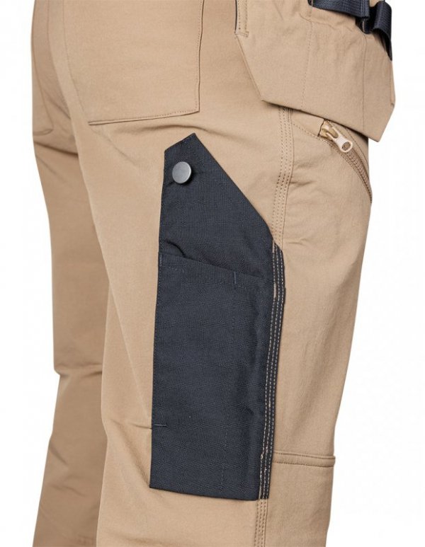Spodnie robocze Mix&Match, 4 way stretch, z kaburami, Cordura, beżowo-czarne, rozmiar XL