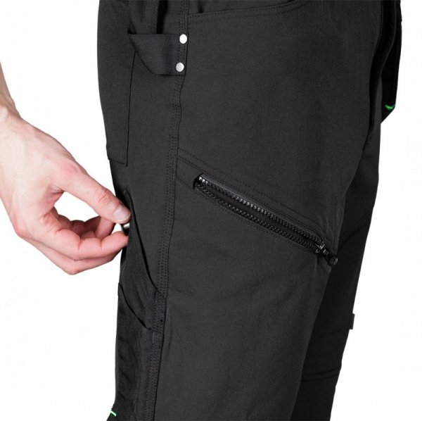 Spodnie robocze Mix&Match, 4 way stretch, z kaburami, Cordura, czarne, rozmiar XS