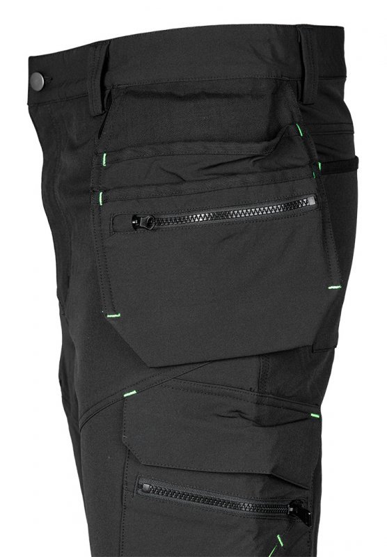 Spodnie robocze Mix&Match, 4 way stretch, z kaburami, Cordura, czarne, rozmiar M