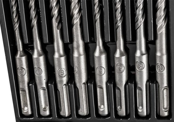 Zestaw wierteł do betonu SDS Plus z podwójną spiralą 5 x 6 x 8 x 10 x 110 mm, 5 x 6 x 8 x 10 x 160 m
