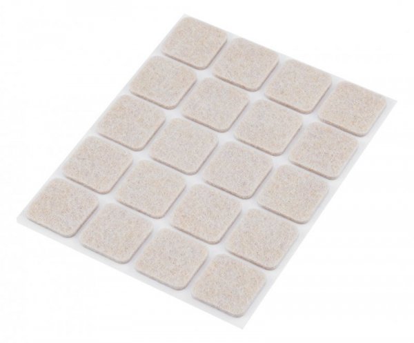 Podkładki filcowe samoprzylepne, jasnobrązowe 20x20 mm, 20 szt.