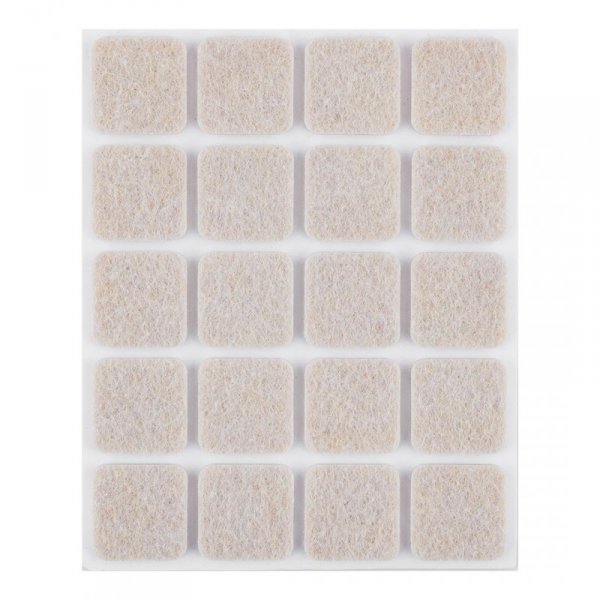 Podkładki filcowe samoprzylepne, jasnobrązowe 20x20 mm, 20 szt.