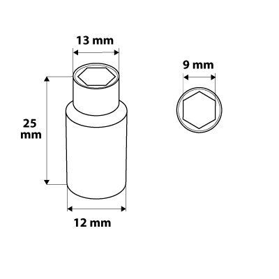 Nasadka sześciokątna 1/4&quot;, 9 mm, superlock