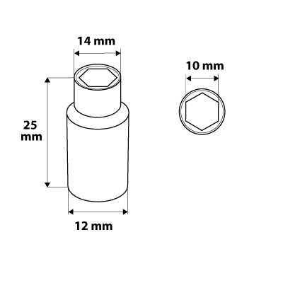 Nasadka sześciokątna 1/4&quot;, 10 mm, superlock
