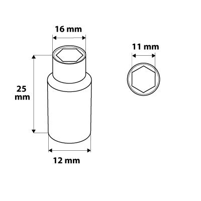 Nasadka sześciokątna 1/4&quot;, 11 mm, superlock