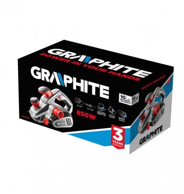 Strug 850W, głębokość strugania 3 mm, szerokość strugania 82 mm