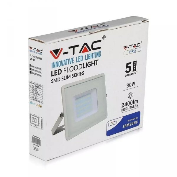 Projektor LED V-TAC 30W SAMSUNG CHIP Biały VT-30 4000K 2400lm 5 Lat Gwarancji