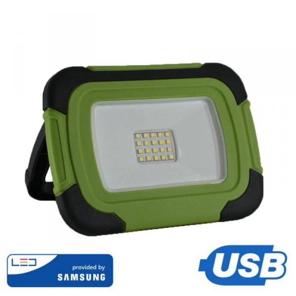 Projektor LED V-TAC 10W Ładowalny USB SAMSUNG CHIP Funkcja SOS 3,7V Li-Ion IP44 VT-11-R 6400K 700lm