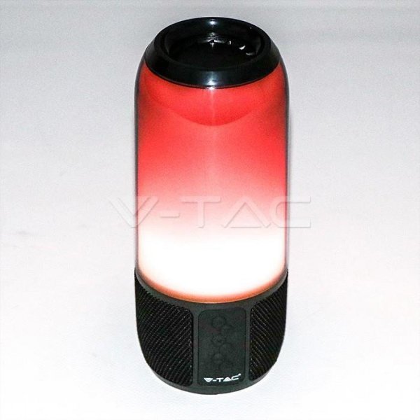 Bezprzewodowy inteligentny głośnik LED V-TAC z technologią Bluetooth 2x3W USB Micro SD Czarny VT-7456