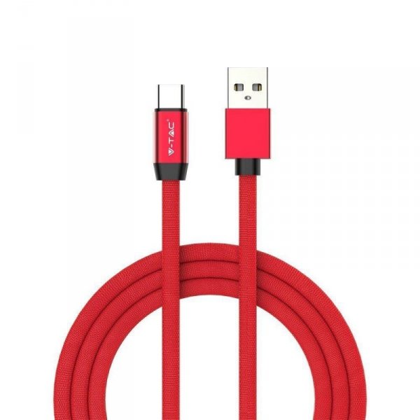 Przewód USB V-TAC Typ C 1M Czerwony Seria Złota VT-5342 2 Lata Gwarancji