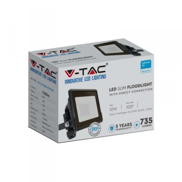 Projektor LED V-TAC 10W SAMSUNG CHIP Czarny Z MUFĄ VT-118 4000K 735lm 5 Lat Gwarancji
