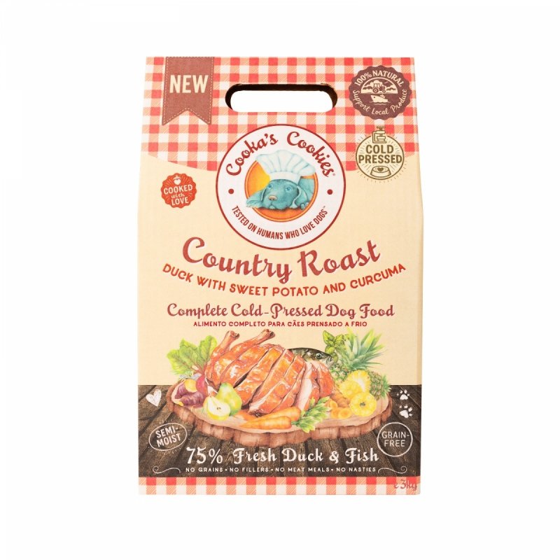 Cooka's Cookies COUNTRY ROAST - Półwilgotna karma tłoczona na zimno z kaczką i rybą 3kg