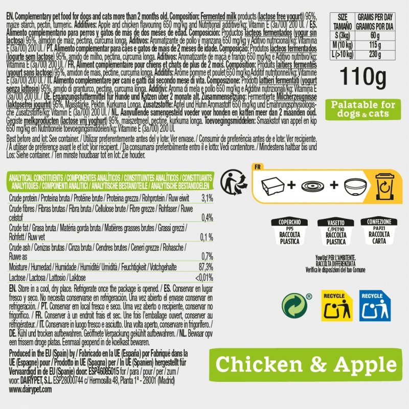 YOW UP! Chicken &amp; Apple FROZEN YOGURT Jogurt do mrożenia o aromacie kurczaka i jabłka 110g