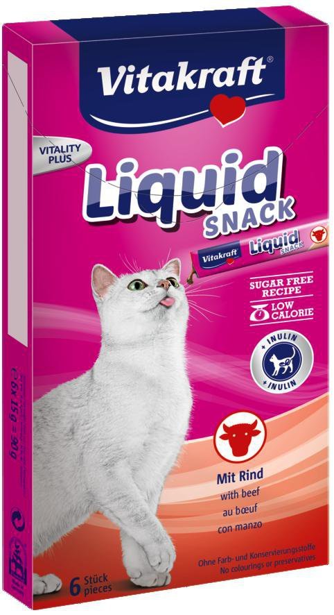 VITAKRAFT CAT LIQUID SNACK przysmak z wołowiną i inuliną dla kota 6szt